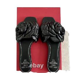 Sandale en cuir édition rose Valentino Atelier 03 pour femme, noire, taille 38.
