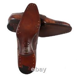 Santoni Fatte A Mano Special Edition Bison Leather Derby Us 8.5 Chaussures Nib