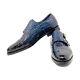 Santoni Limited Edition Bleu Crocodile Chaussures En Cuir Pour Hommes, Pdsf 5900 $