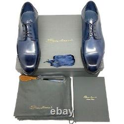 Santoni Limited Edition Blue Leather Mens Shoes, Pdsf 2000 $