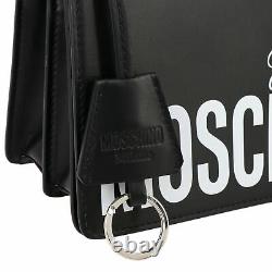 Ss20 Moschino Couture Jeremy Scott Black Leather Shoulder Bag Avec White Logo