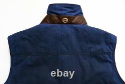 Stefano Ricci Limited Edition Blue Hunting Vest Avec Garniture En Cuir Brun Taille 2xl