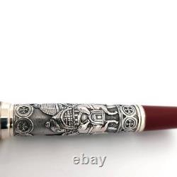 Stylo à bille roller Montegrappa Venezia Italia en argent sterling rouge édition limitée