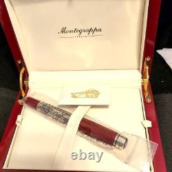 Stylo à bille roller Montegrappa Venezia Italia en argent sterling rouge édition limitée