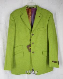 T.n.-o. Édition Limitée Baker Ted Homme Tweed Lime Green 100% Laine Blazer Veste 42r