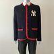 Tn-o Auth. Gucci Ny Yankees Édition Cardigan Navy Mens Taille L