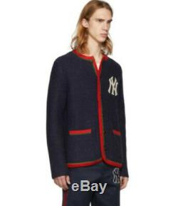 Tn-o Auth. Gucci Ny Yankees Édition Cardigan Navy Mens Taille L