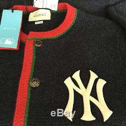 Tn-o Auth. Gucci Ny Yankees Édition Cardigan Navy Mens Taille L