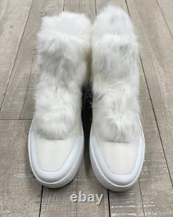 Traduisez ce titre en français : NIB 750 $ Mr & Mrs Italy Fur Leather Sneakers en taille 39 blanches (US 9)