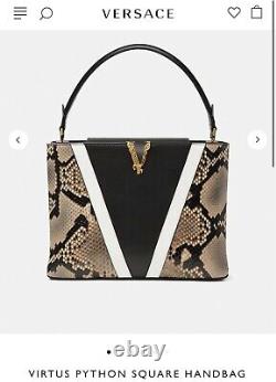 Versace Virtus Square Python Designer Bag Limited Edition Rare Avec Sac À Poussière, Sangle