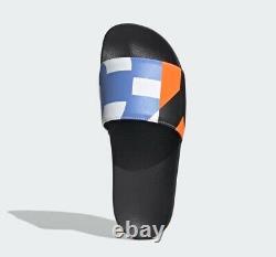 Y-3 Adidas Adilette Imprimé Graphique Multicolore Diapositives Sport Sandales Noir 6